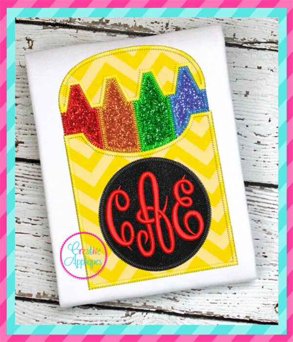 Zigzag Stitch Monogram Crayon Box Applique