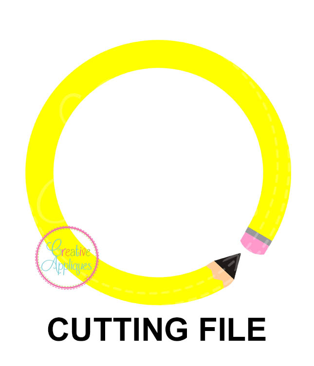 Pencil Circle Monogram Cutting File SVG DXF EPS - Creative Appliques