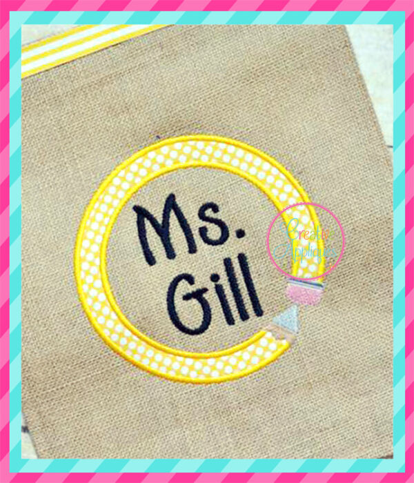 Pencil Circle Monogram Applique Frame