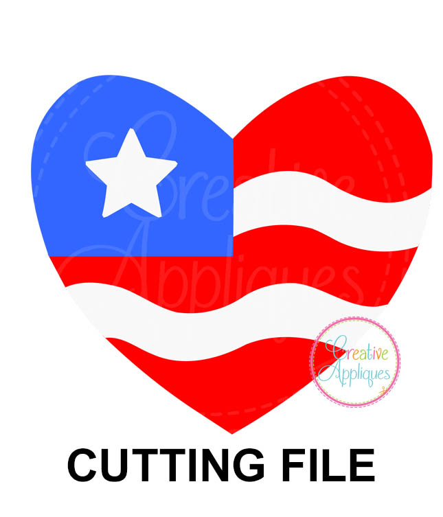 Download Patriotic Heart Flag Cutting File Svg Dxf Eps Creative Appliques
