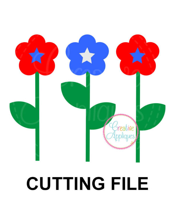 Patriotic Flower Trio Cutting File SVG DXF EPS