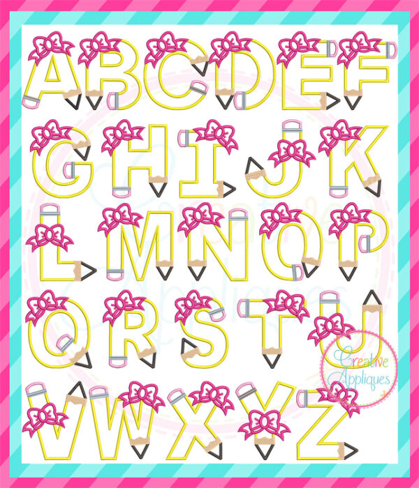 Pencil Bow Alphabet Applique - Image 2