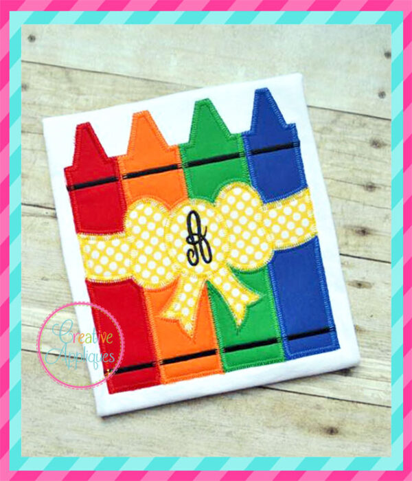 Zigzag Stitch Crayons with Bow Applique