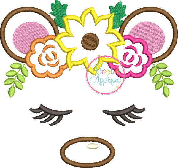 Fall Bear Floral Crown Applique - Image 2