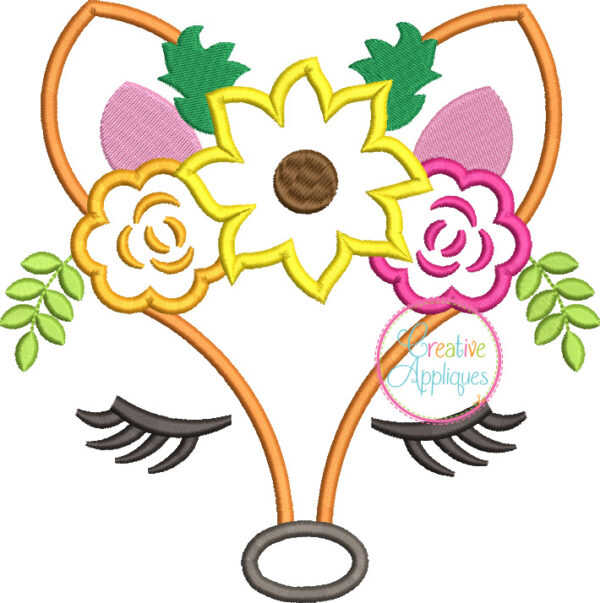 Fall Fox Floral Crown Applique - Image 2