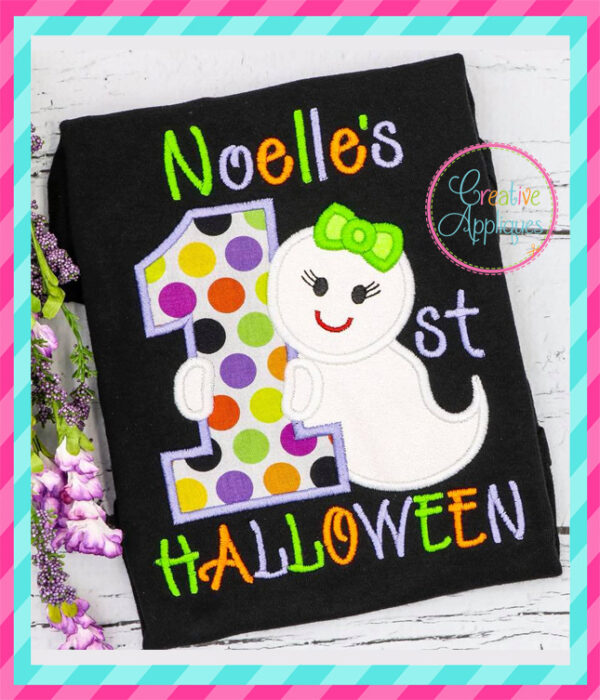 1st Halloween Girl Ghost Applique