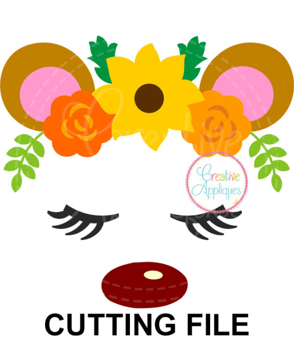 Bear Floral Crown Cutting File SVG DXF EPS