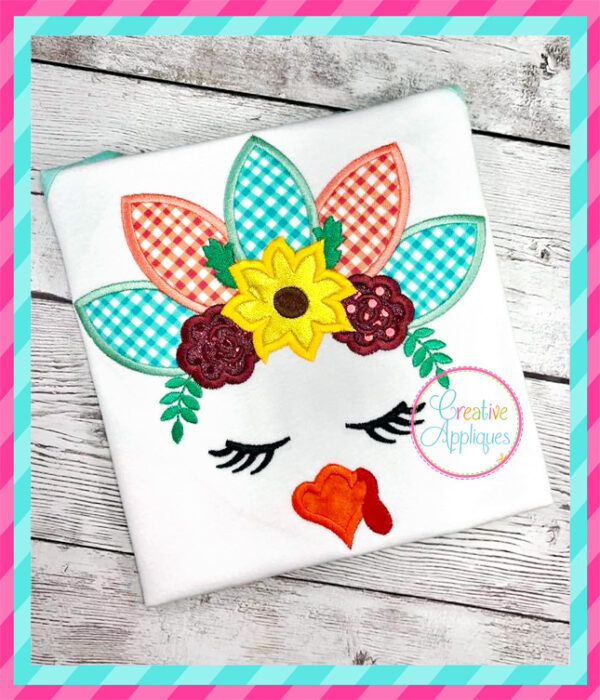 Turkey Face Flower Crown Applique