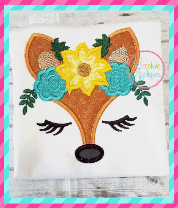 Fall Fox Floral Crown Applique - Image 4