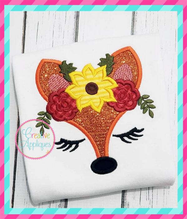 Fall Fox Floral Crown Applique