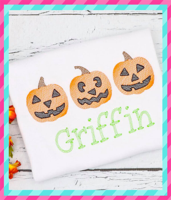 Sketch Stitch Jack-O-Lantern Trio Embroidery