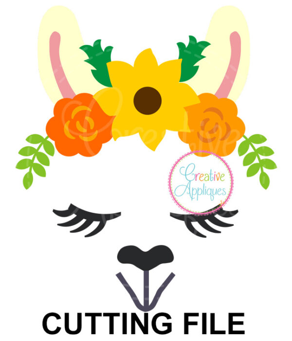 Llama Floral Crown Cutting File SVG DXF EPS