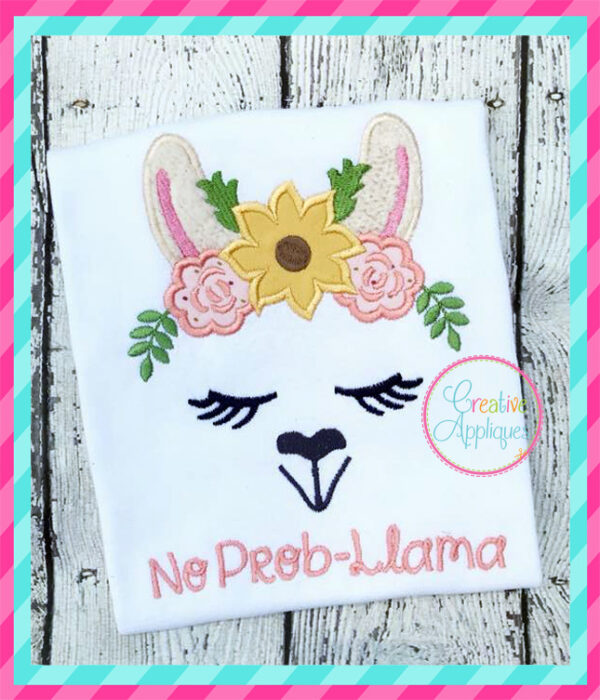 Fall Llama Floral Crown Applique - Image 4