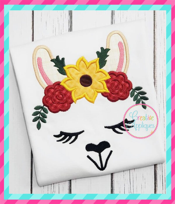 Fall Llama Floral Crown Applique