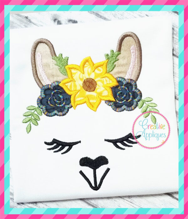 Fall Llama Floral Crown Applique - Image 3