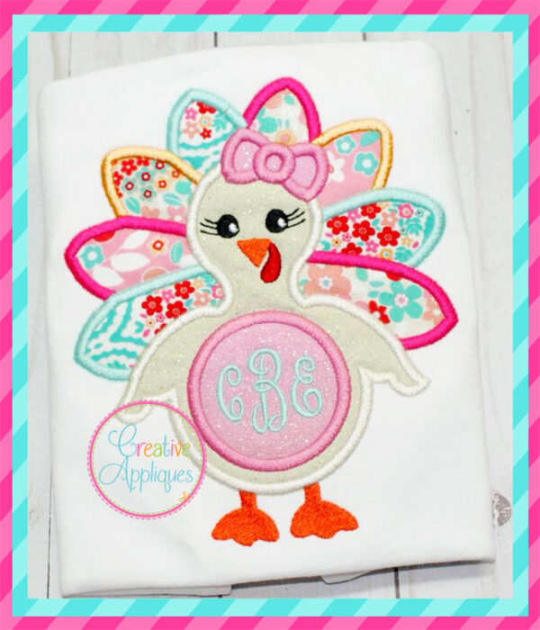 Girl Turkey Monogram Applique - Image 4