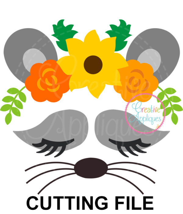 Raccoon Floral Crown Cutting File SVG DXF EPS