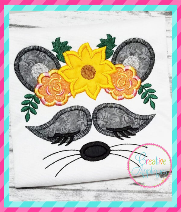 Fall Racoon Floral Crown Applique - Image 4