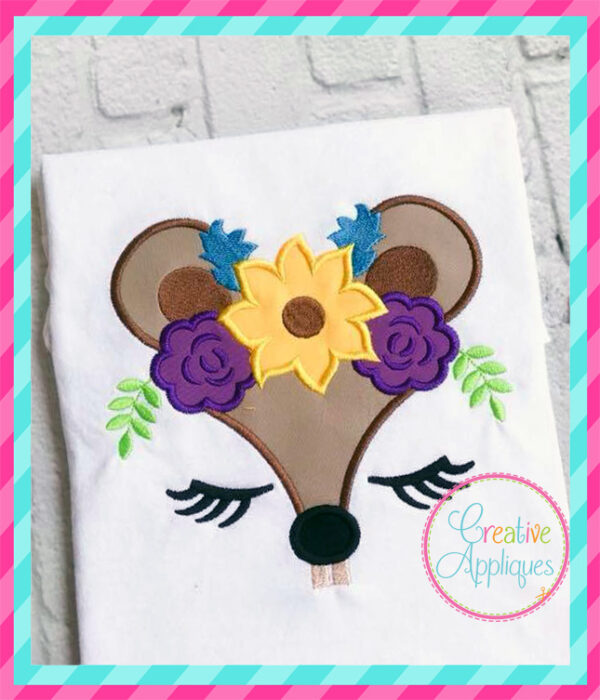 Fall Squirrel Floral Crown Applique - Image 4