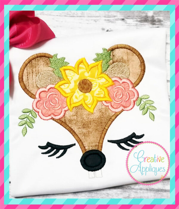 Fall Squirrel Floral Crown Applique