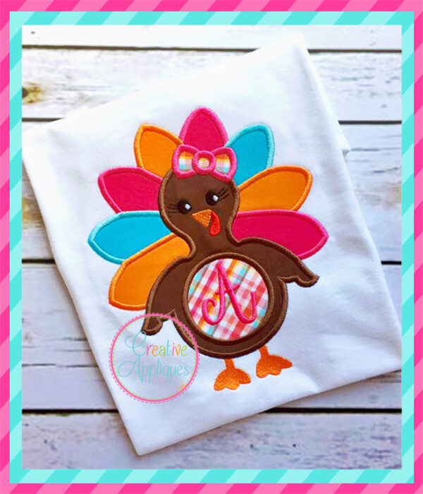 Girl Turkey Monogram Applique - Image 3