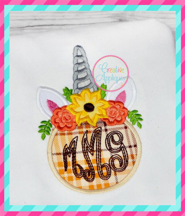 Monogram Unicorn Floral Applique - Image 3