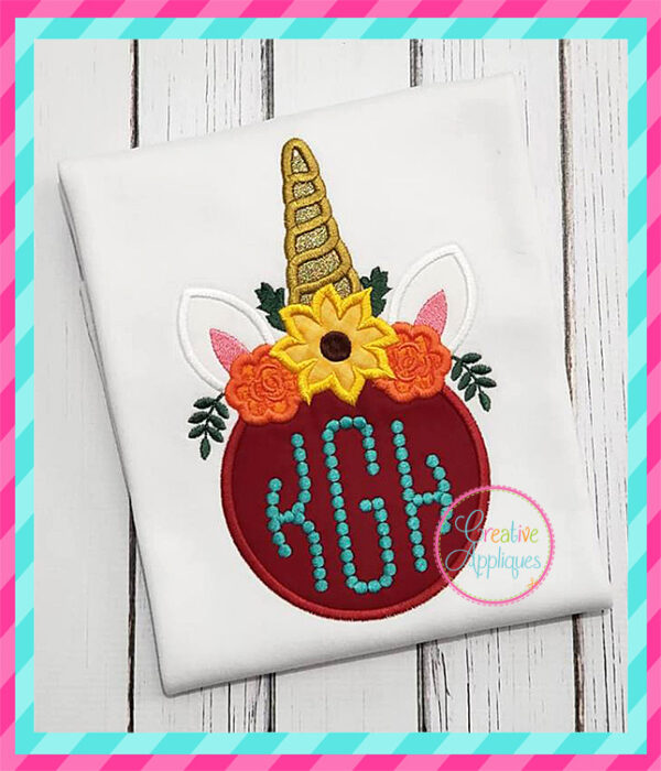 Monogram Unicorn Floral Applique