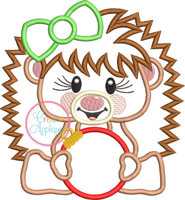 Girl Hedgehog Ornament Applique - Image 2