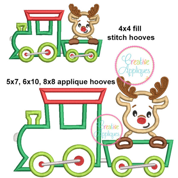 Reindeer Train Applique - Image 2