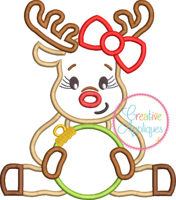 Girl Reindeer Ornament Applique - Image 2