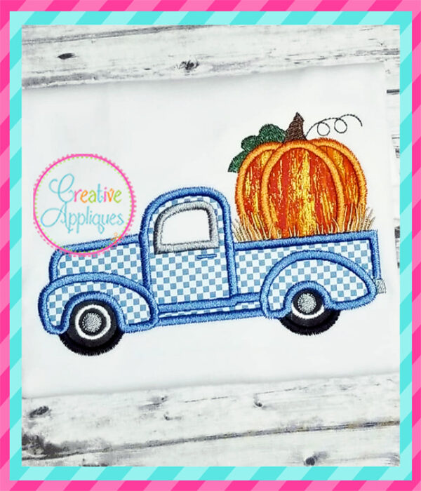 Vintage Antique Pumpkin Truck Applique - Image 4