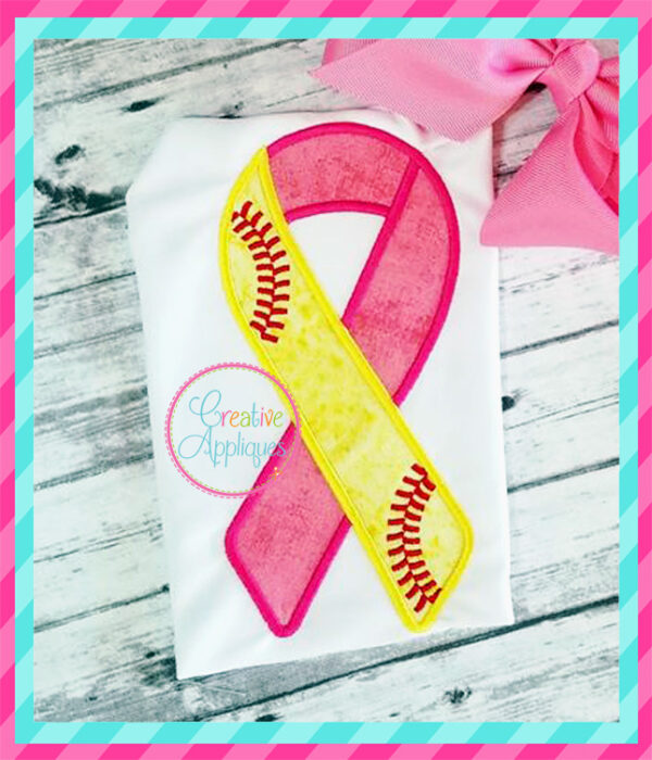 Baseball Softball Awareness Ribbon Applique