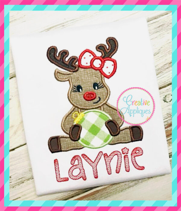 Girl Reindeer Ornament Applique - Image 6