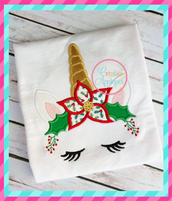 Christmas Unicorn Applique - Image 4