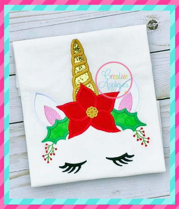 Christmas Unicorn Applique