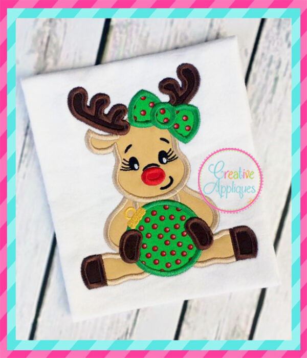 Girl Reindeer Ornament Applique - Image 5