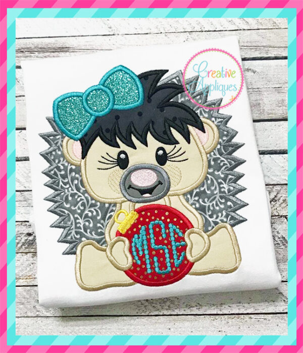 Girl Hedgehog Ornament Applique - Image 5