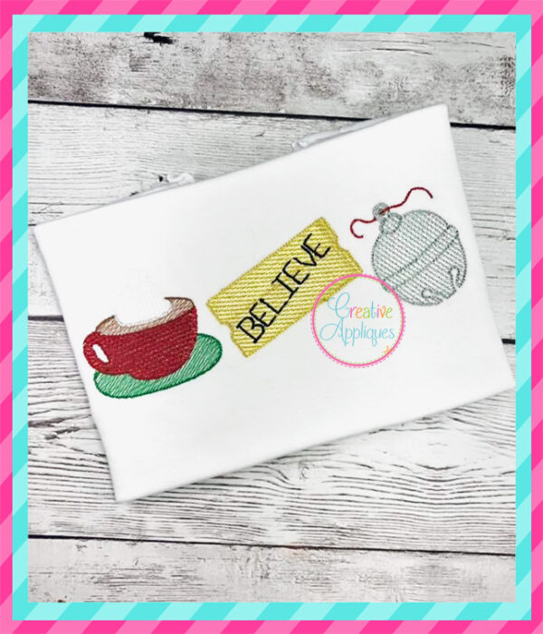 Sketch Hot Chocolate Ticket Bell Embroidery