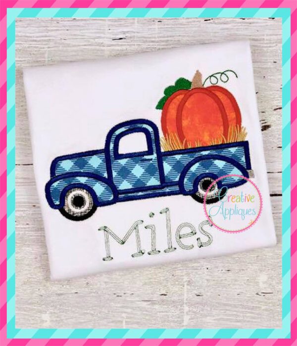 Vintage Antique Pumpkin Truck Applique - Image 3