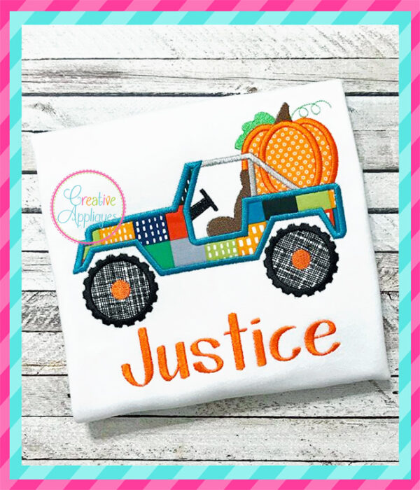 Pumpkin Jeep Applique