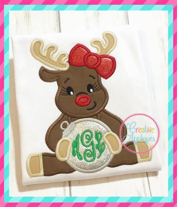 Girl Reindeer Ornament Applique - Image 4