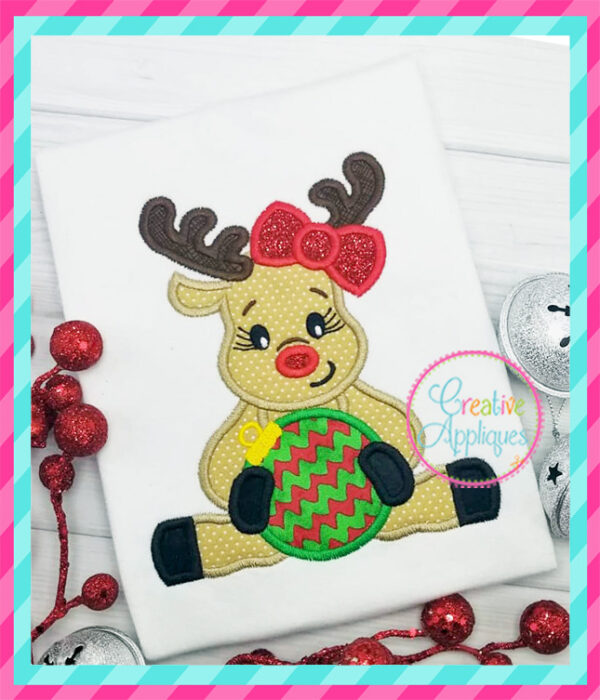 Girl Reindeer Ornament Applique - Image 3