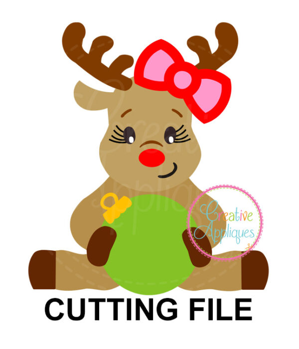 Girl Reindeer Ornament Cutting File SVG DXF EPS