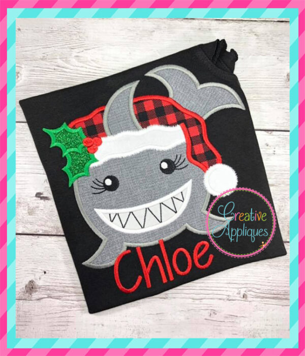 Girl Santa Shark Applique