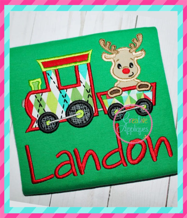 Reindeer Train Applique - Image 4