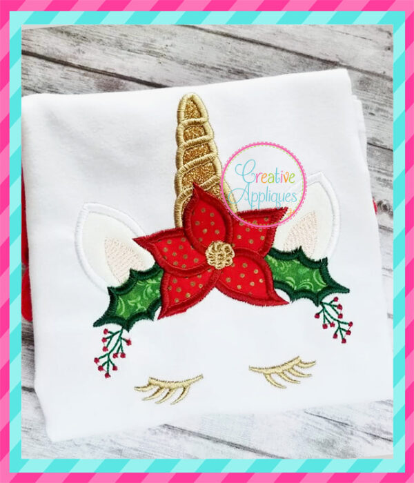 Christmas Unicorn Applique - Image 3