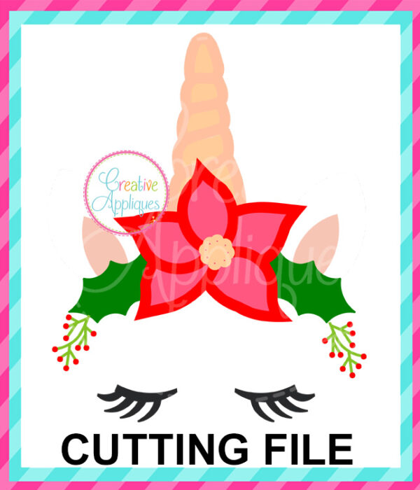 Poinsettia Unicorn Horn Face Cutting File SVG DXF EPS