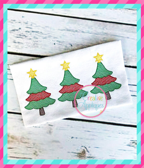 Sketch Scallop Christmas Tree Trio Embroidery - Image 3