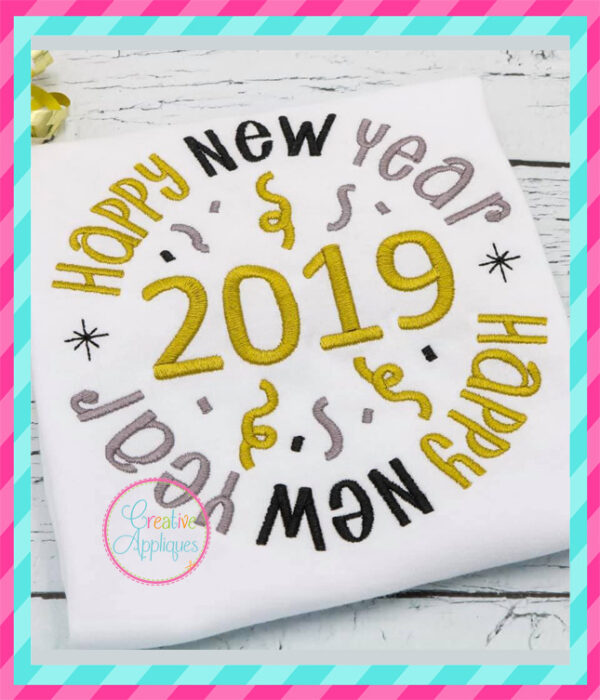 Happy New Year 2019 Embroidery