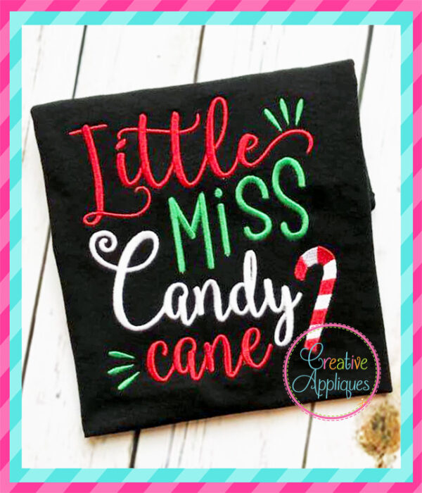 Little Miss Candy Cane Embroidery - Image 2